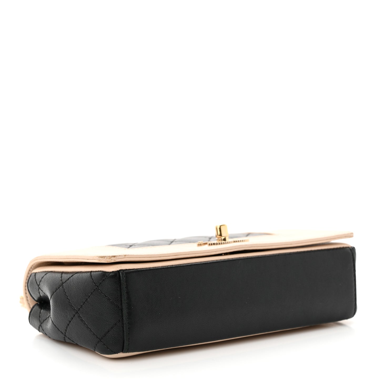 Sheepskin Quilted Medium Vintage Mademoiselle Flap Beige Black
