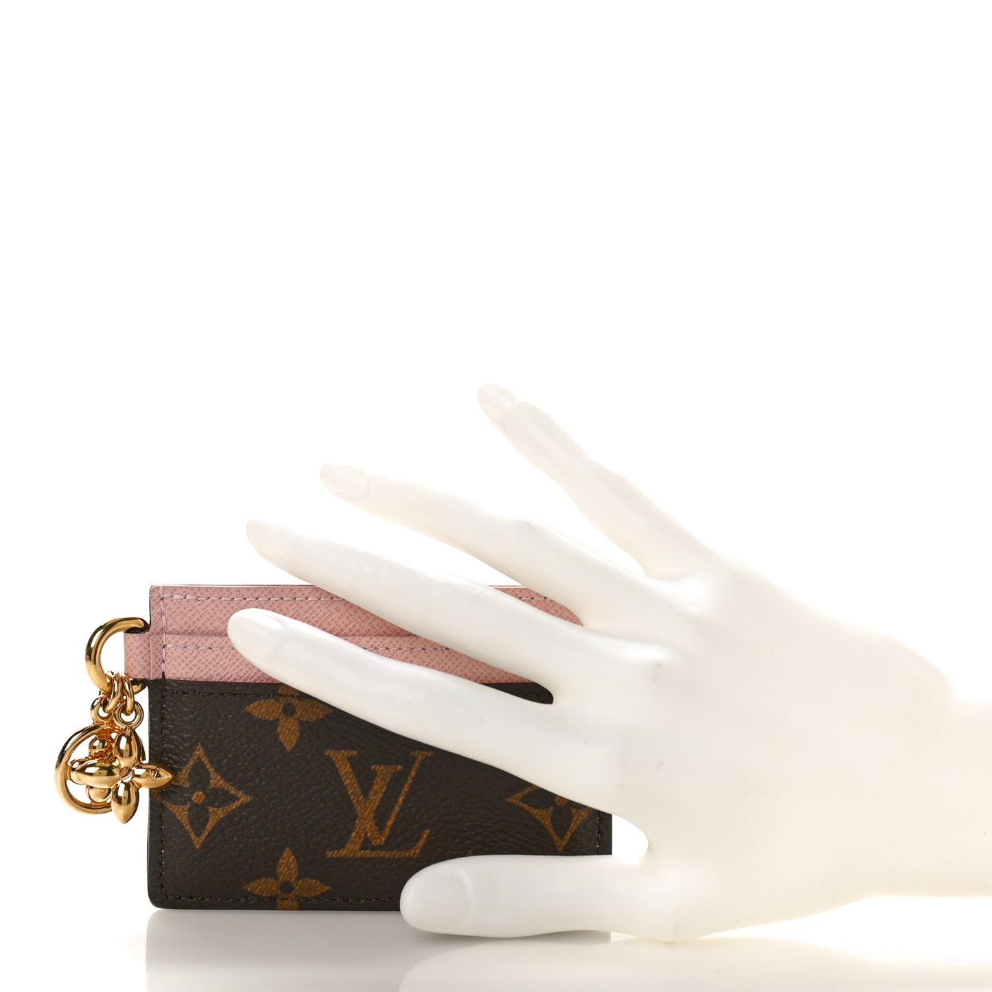 Monogram LV Charms Card Holder Rose Ballerine