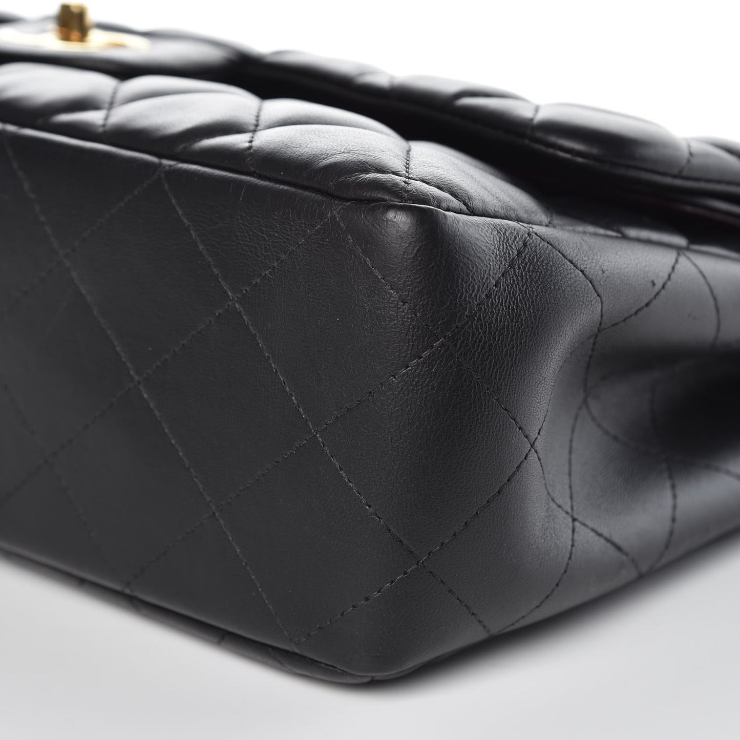 Lambskin Quilted Jumbo Double Flap Black