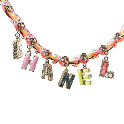 Chanel Metal Strass PVC Enamel CC Chain Link Choker Necklace Gold Blue Pink Yellow 5 of 8