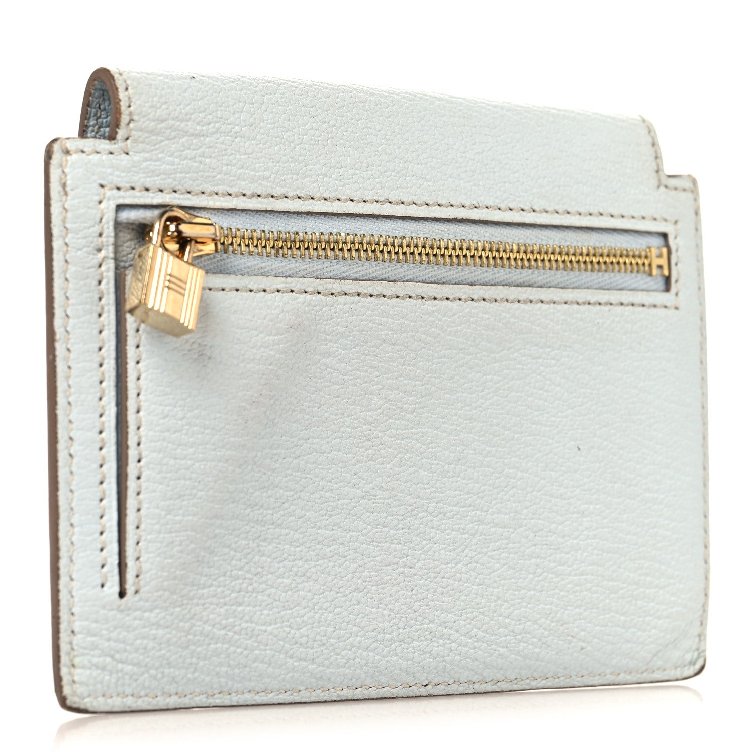 Hermes Chevre Mysore Kelly Pocket Compact Wallet Bleu Brume 3 of 8