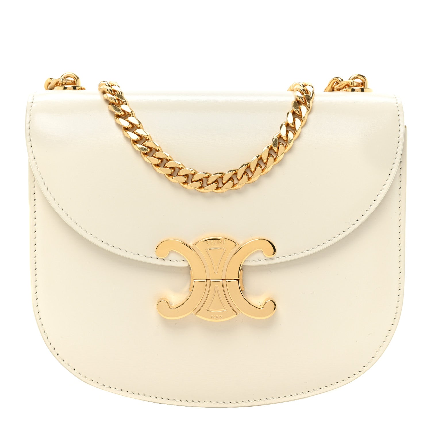 Celine Shiny Calfskin Teen Besace Chain Triomphe White 1 of 12