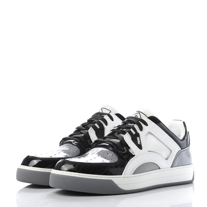 Fendi Patent Technical Mesh FF Mens Fancy Low Top Sneakers 7 Black White Grey 3 of 10