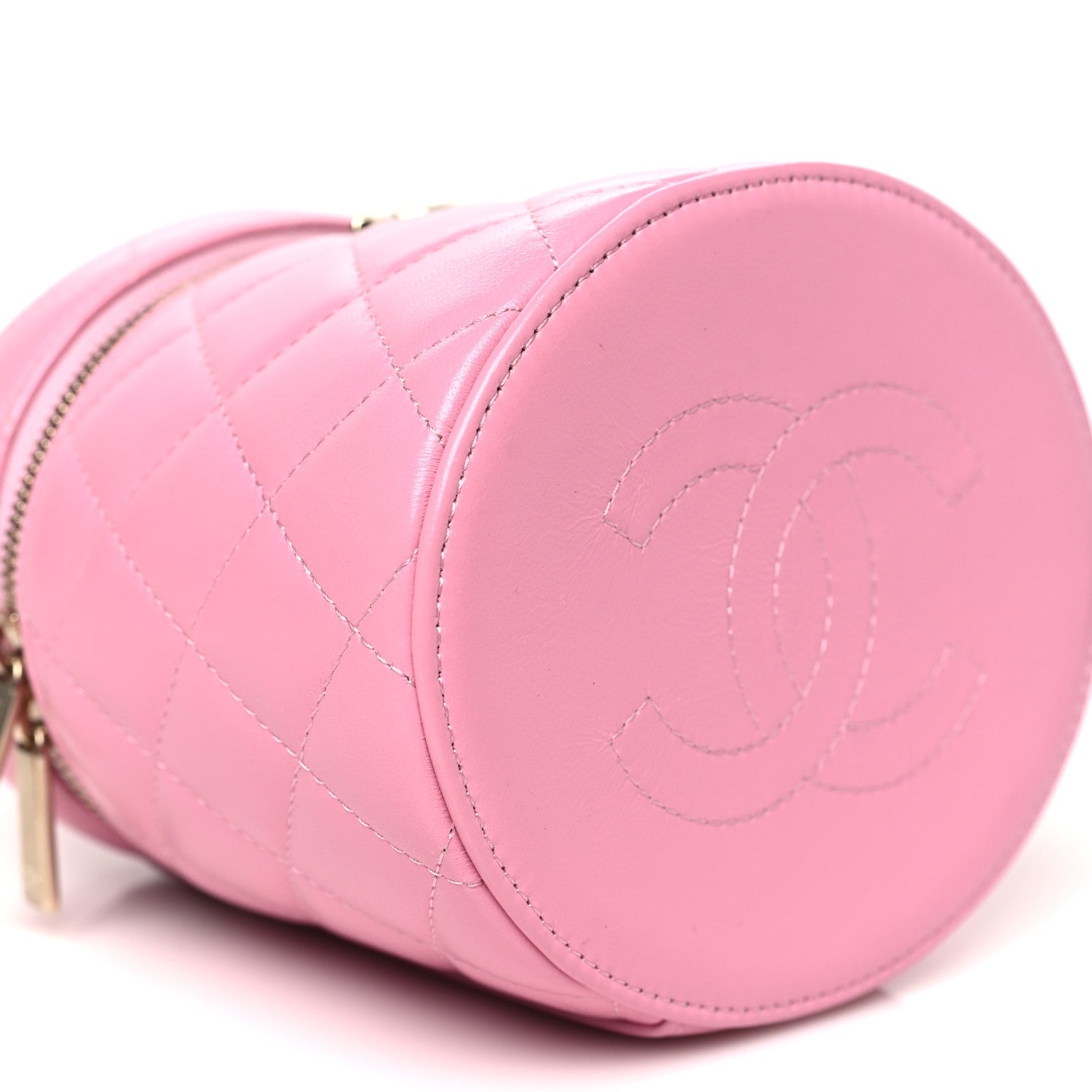 Chanel Lambskin Quilted Ruched Handle Vanity Case Pink 9 of 11
