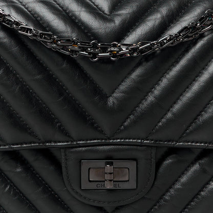 Chanel Aged Calfskin Chevron Quilted 2.55 Reissue 225 Flap So Black 8 of 12