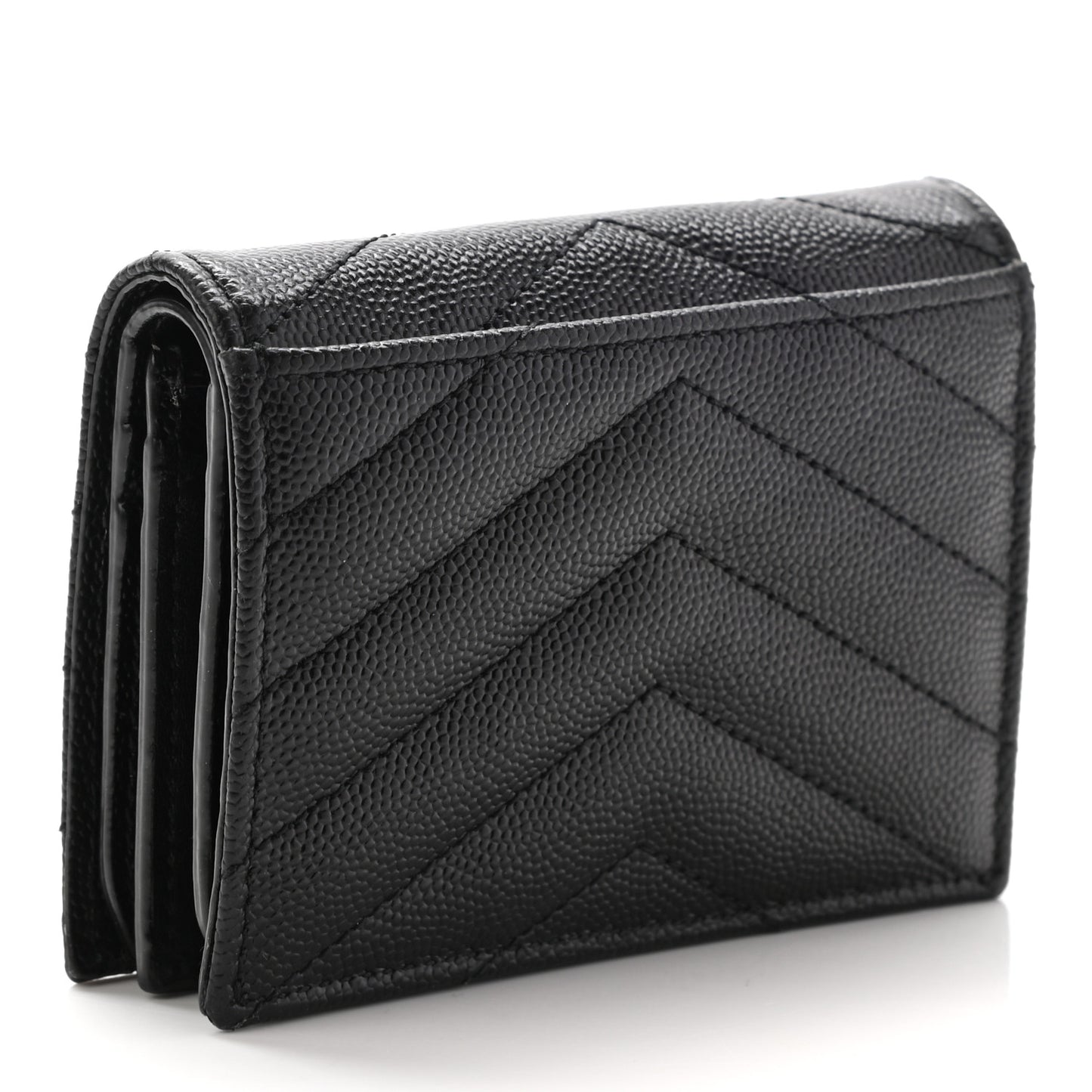 Grain De Poudre Matelasse Chevron Monogram Card Case Black