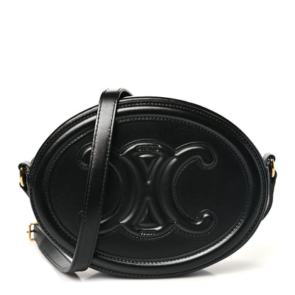 Celine Smooth Calfskin Cuir Triomphe Oval Bag Black 1 of 9