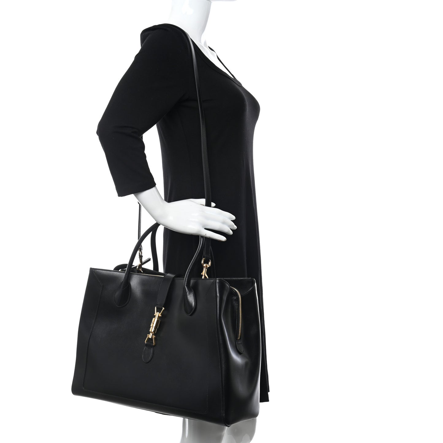 Boarded Plutone Calfskin Large Jackie 1961 Tote Black