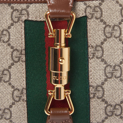 Gucci GG Supreme Monogram Azalea Calfskin Web Small Jackie 1961 Hobo Beige Ebony Brown Sugar 8 of 10