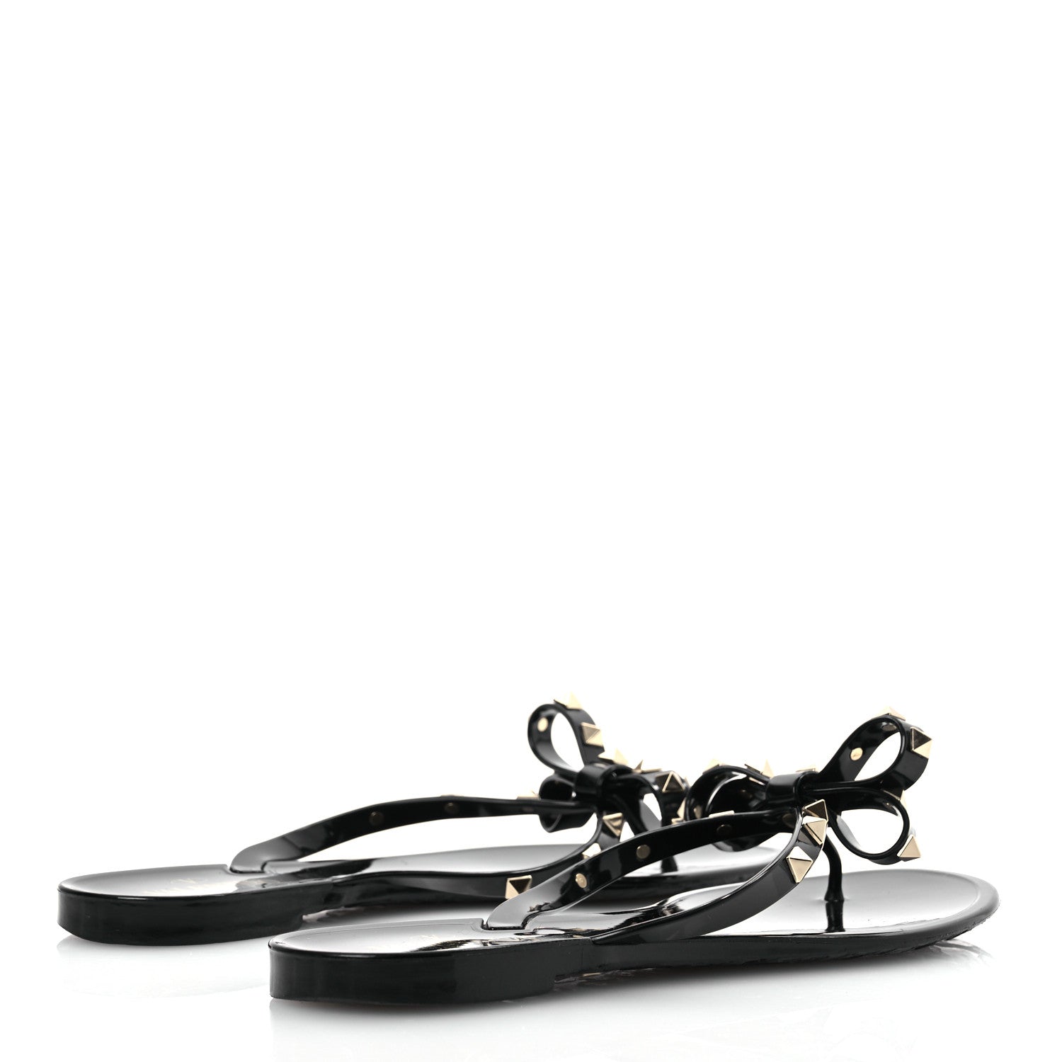 Valentino Garavani PVC Jelly Rockstud Bow Thong Sandals 41 Black 5 of 12