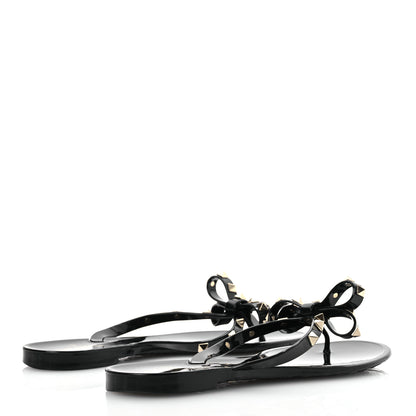 Valentino Garavani PVC Jelly Rockstud Bow Thong Sandals 41 Black 5 of 12