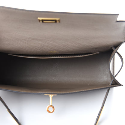 Hermes Ostrich Kelly Pochette Clutch Gris Asphalte 6 of 24