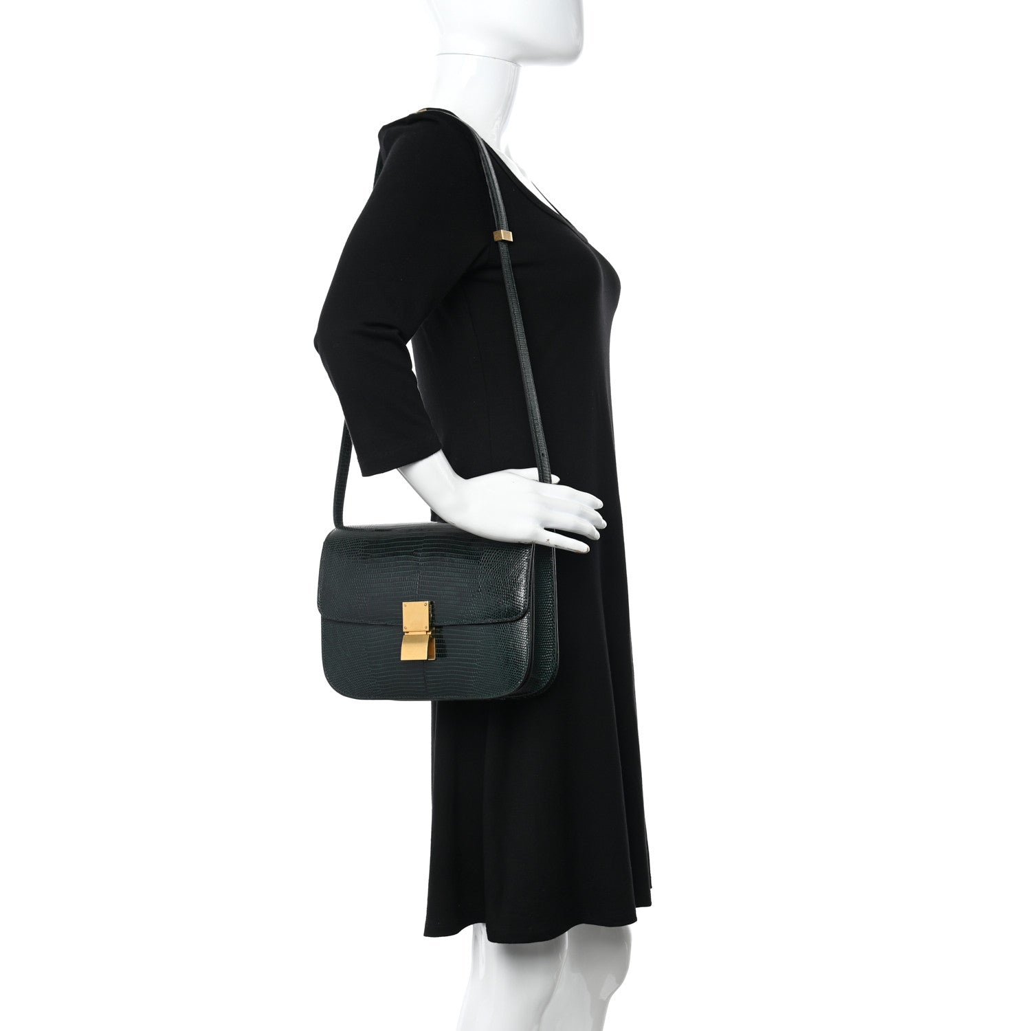 Celine Lizard Medium Classic Box Flap Bag Dark Green 2 of 11