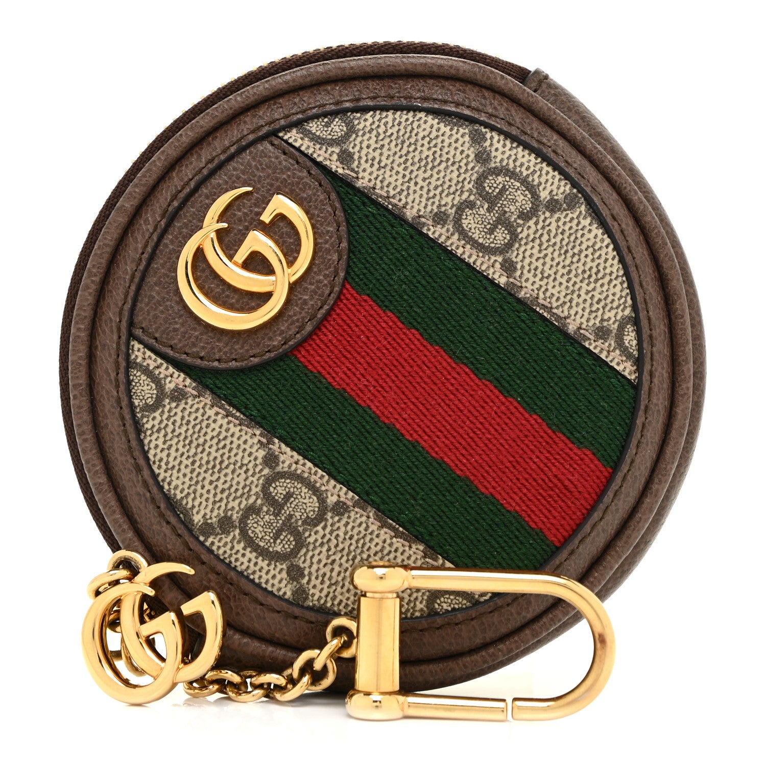 Gucci GG Supreme Monogram Web Ophidia Round Coin Purse Beige New Acero 1 of 10