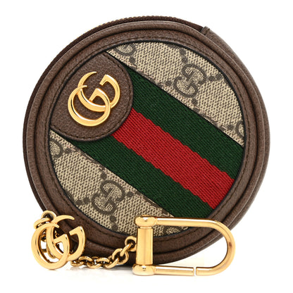 Gucci GG Supreme Monogram Web Ophidia Round Coin Purse Beige New Acero 1 of 10