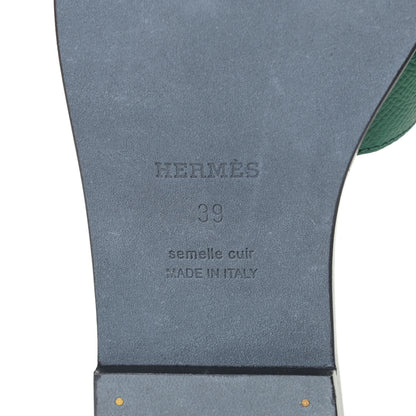 Hermes Epsom Oran Sandals 39 Vert Emeraude 5 of 5