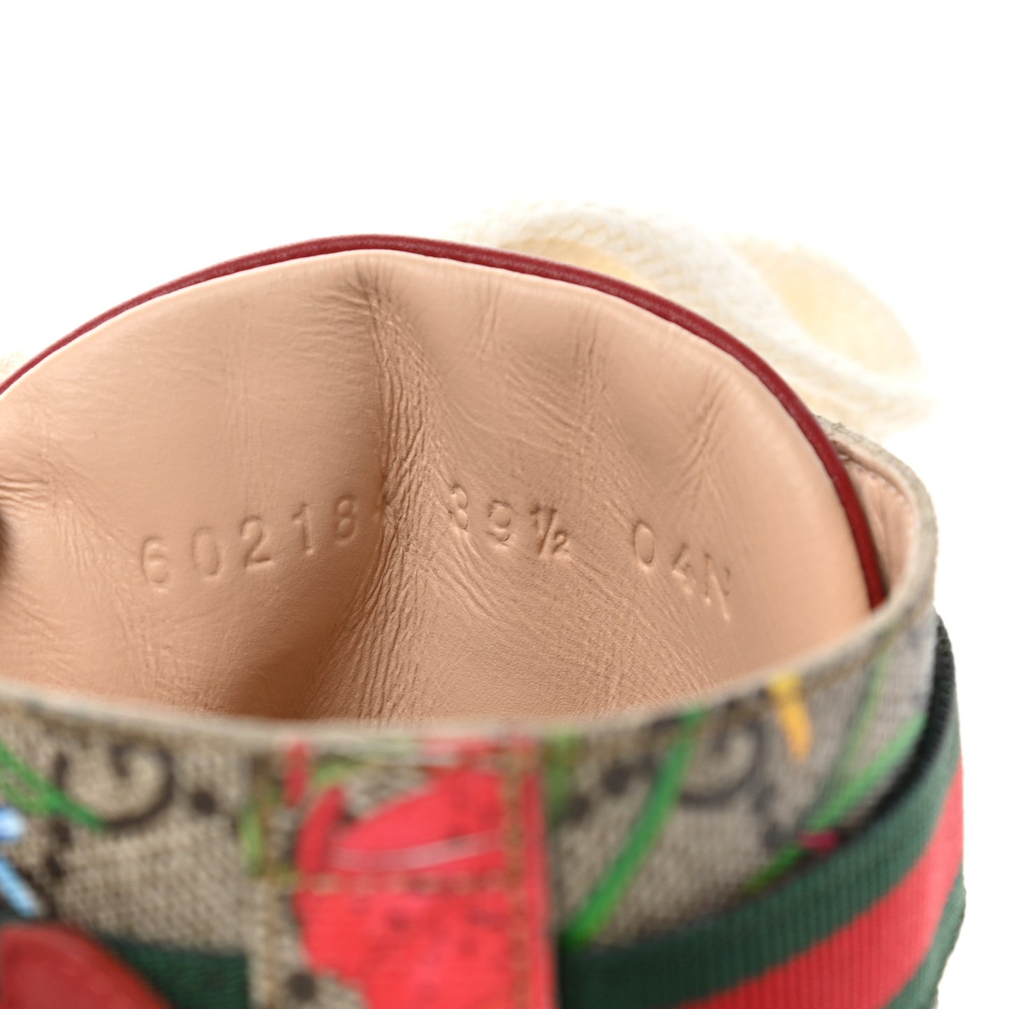 GG Supreme Monogram Flora Lace Up Combat Ankle Boots 39.5 Beige Multicolor Red