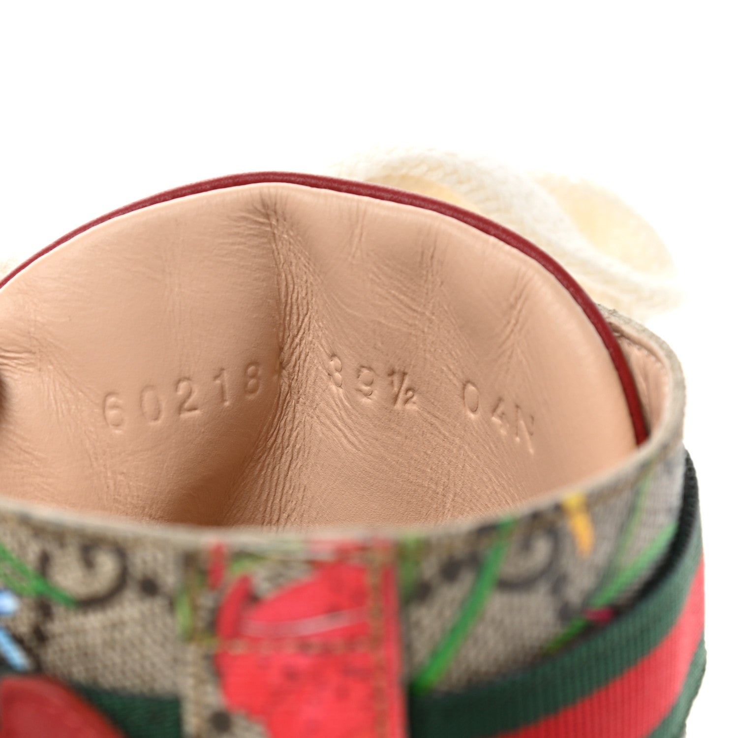 Gucci GG Supreme Monogram Flora Lace Up Combat Ankle Boots 39.5 Beige Multicolor Red 8 of 11
