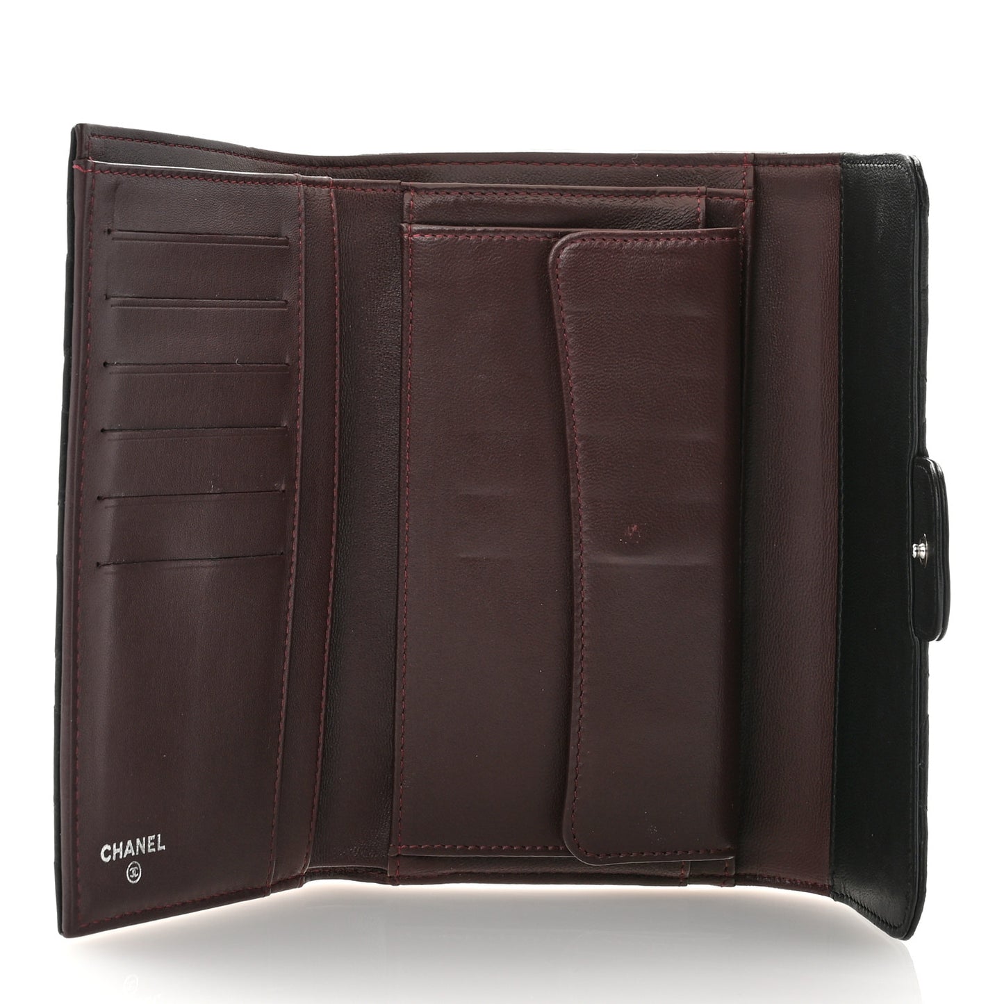 Lambskin Quilted Large Flap Wallet Black