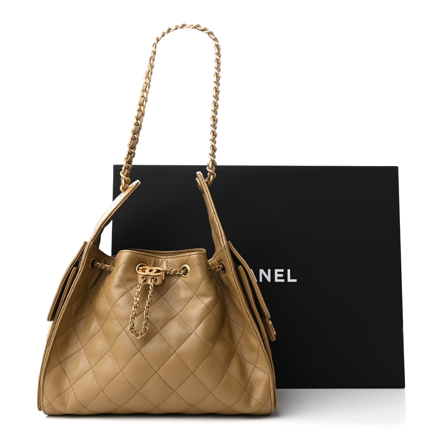 Caviar Quilted Small Chanel 25 Handbag Dark Beige