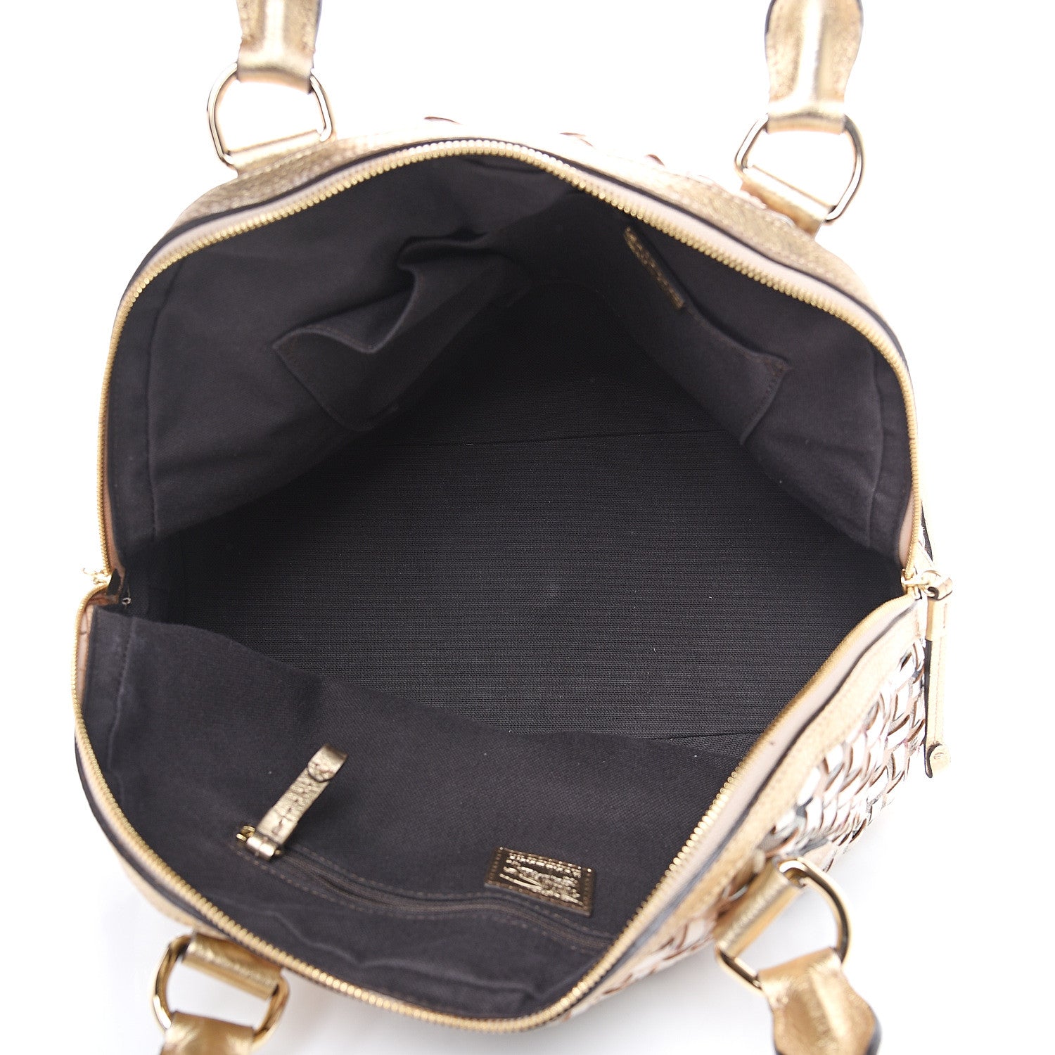 Burberry Metallic Woven Haymarket Check Thornley Satchel Gold 4 of 12