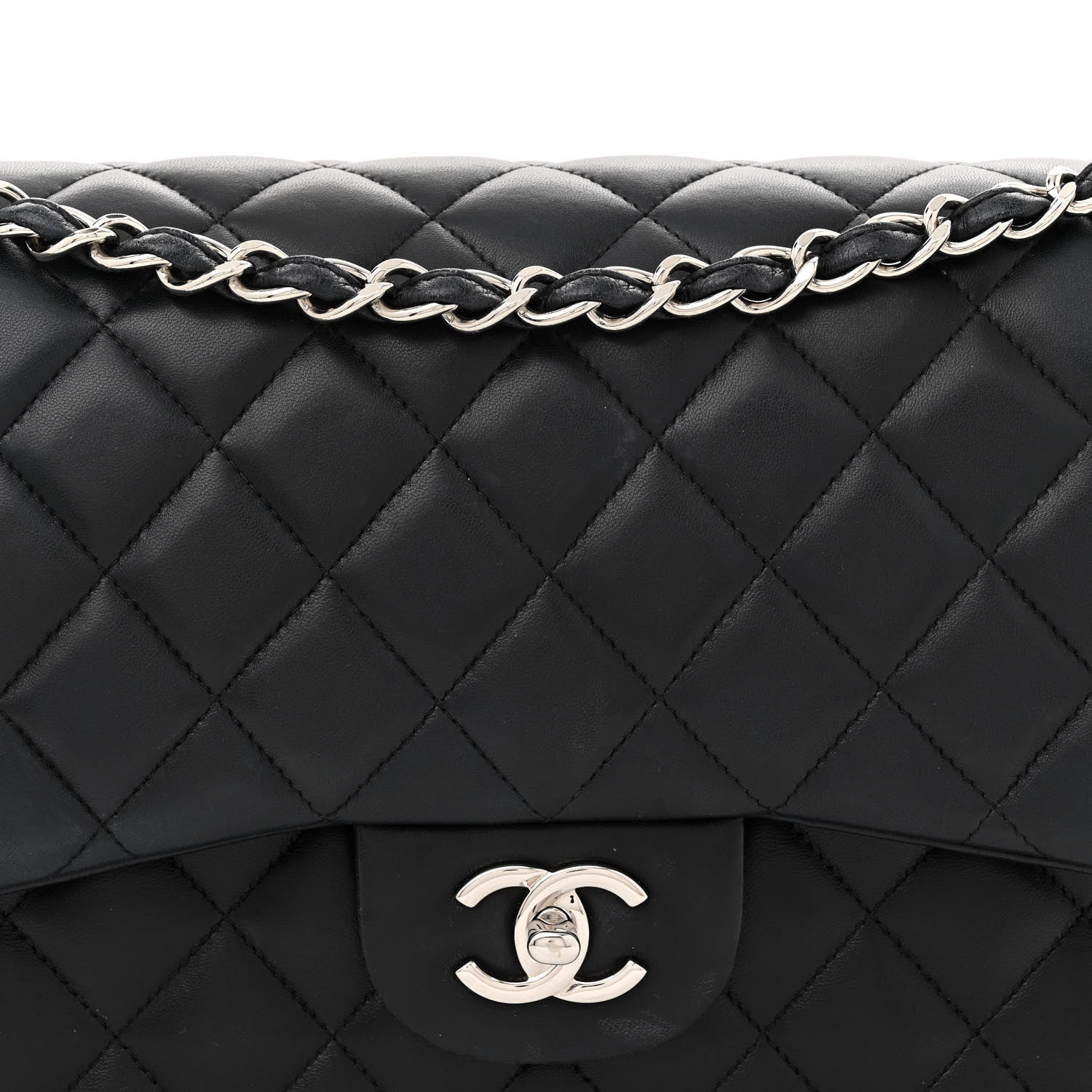 Chanel Lambskin Quilted Jumbo Double Flap Black 8 of 16