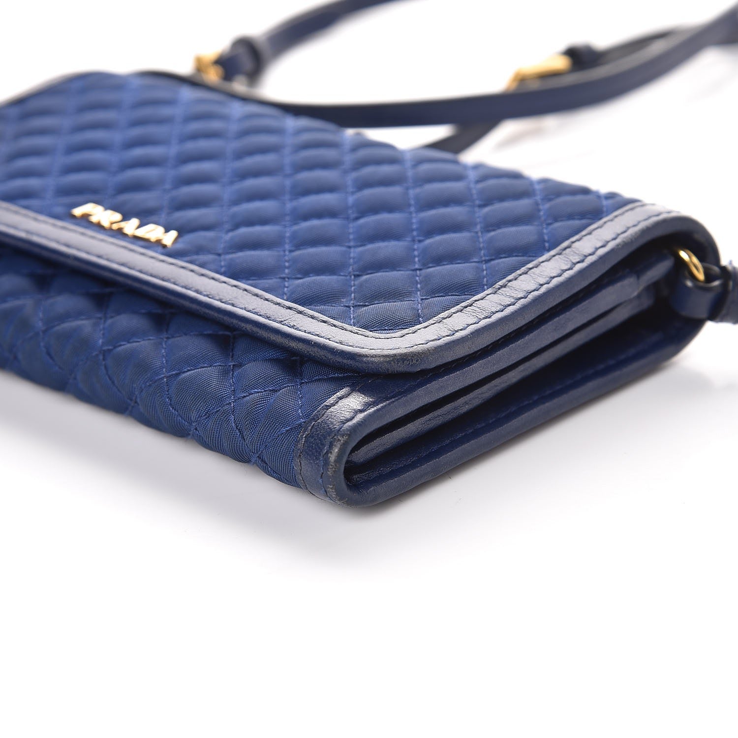Prada Tessuto Quilted Mini Crossbody Wallet Bleuette 11 of 12