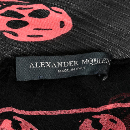 Alexander McQueen Silk Skull Scarf Black Pink 4 of 4