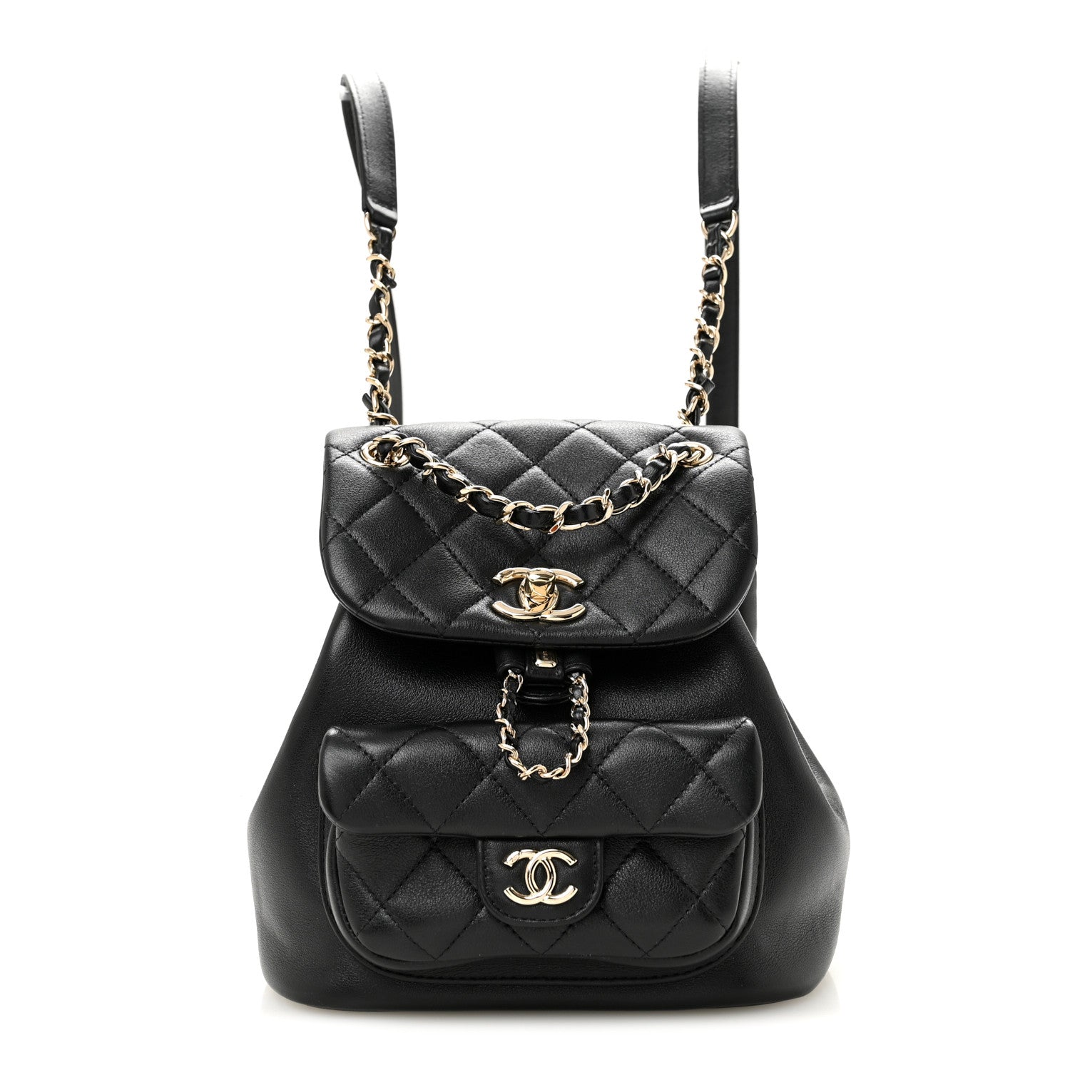 Chanel Lambskin Quilted Small Duma Drawstring Backpack Black 1 of 10
