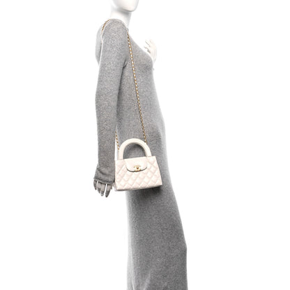 Chanel Shiny Aged Calfskin Quilted Nano Kelly Shopper White 2 of 10