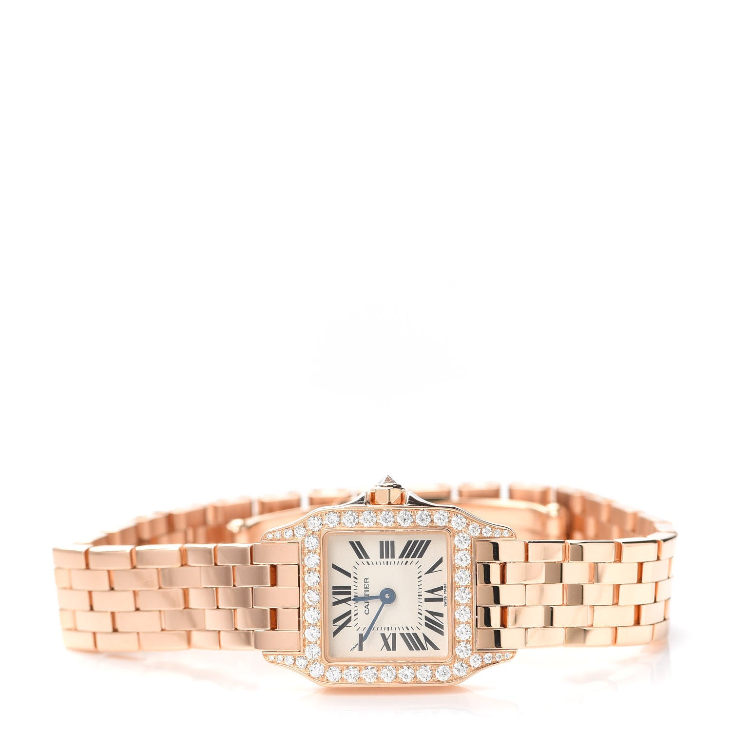 Cartier 18K Pink Gold Diamond Bezel 20mm Santos Demoiselle Quartz Watch 2 of 7