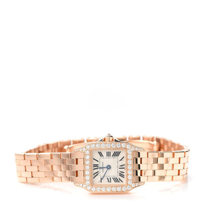 Cartier 18K Pink Gold Diamond Bezel 20mm Santos Demoiselle Quartz Watch 2 of 7