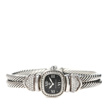 David Yurman Sterling Silver Diamond Bezel 31mm Classic Cable Quartz Watch Black 2 of 5
