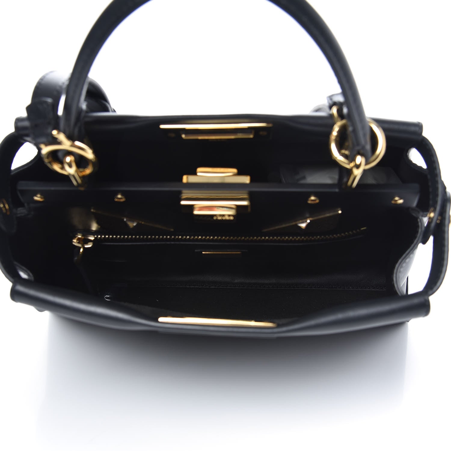 Fendi Vitello Seta Monster Eyes Medium Peekaboo Iconic Satchel Black 5 of 10