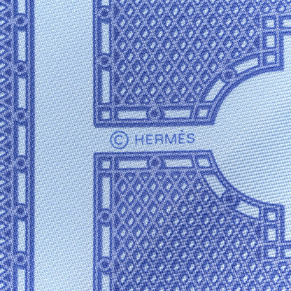 Hermes Silk Gavroche Sellier Pocket Square Scarf Bleu Ciel Lavande 4 of 4