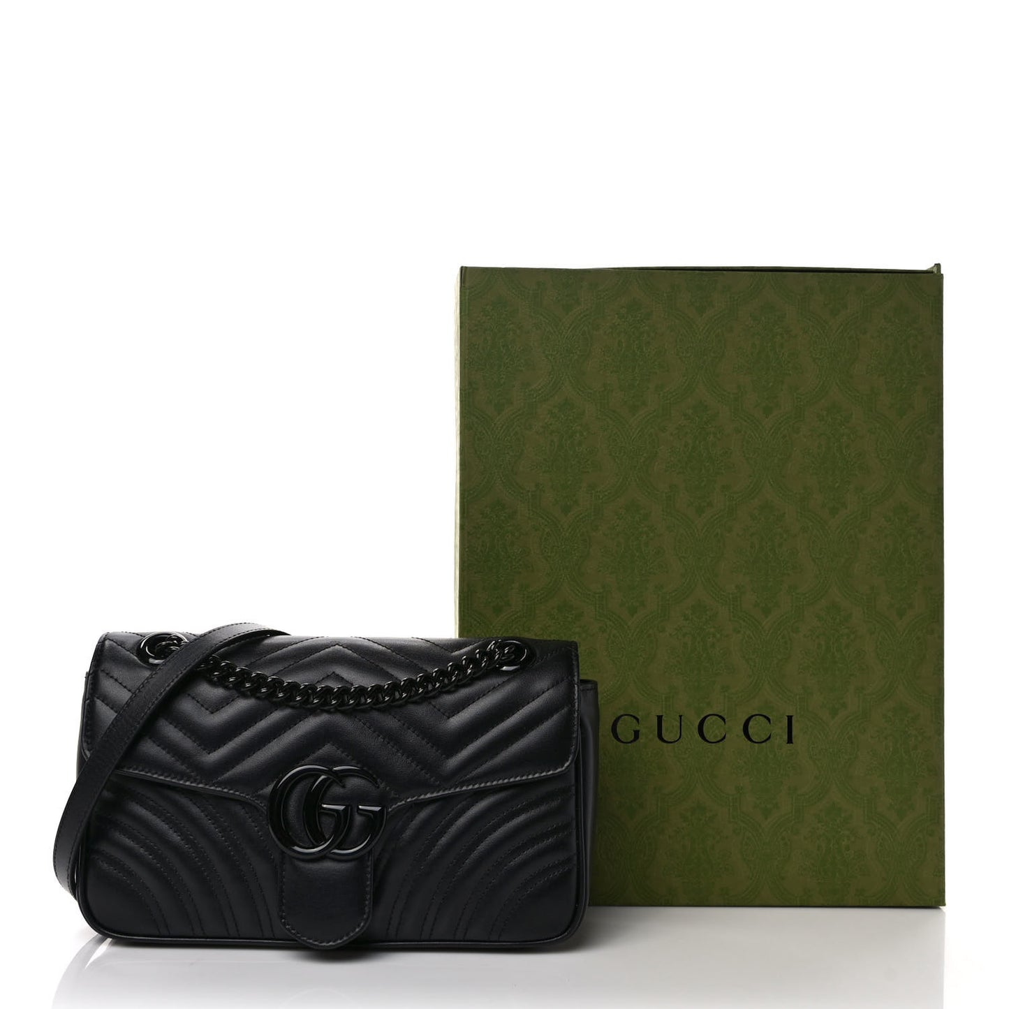 Calfskin Matelasse Monochrome Small GG Marmont Shoulder Bag Black