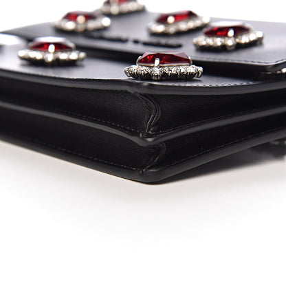 Prada City Calfskin Crystal Embellished Mini Shoulder Bag Black 10 of 12