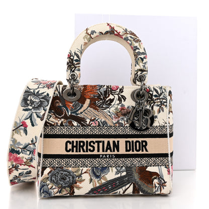 Christian Dior Canvas Embroidered Jardin D'Hive Medium Lady D-Lite Ecru Multicolor 12 of 12