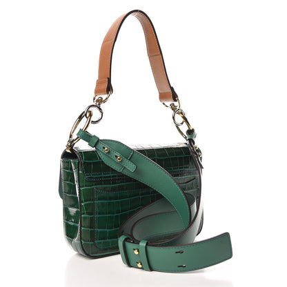 Chloe Calfskin Crocodile Embossed Small C Double Carry Woodsy Green 3 of 12