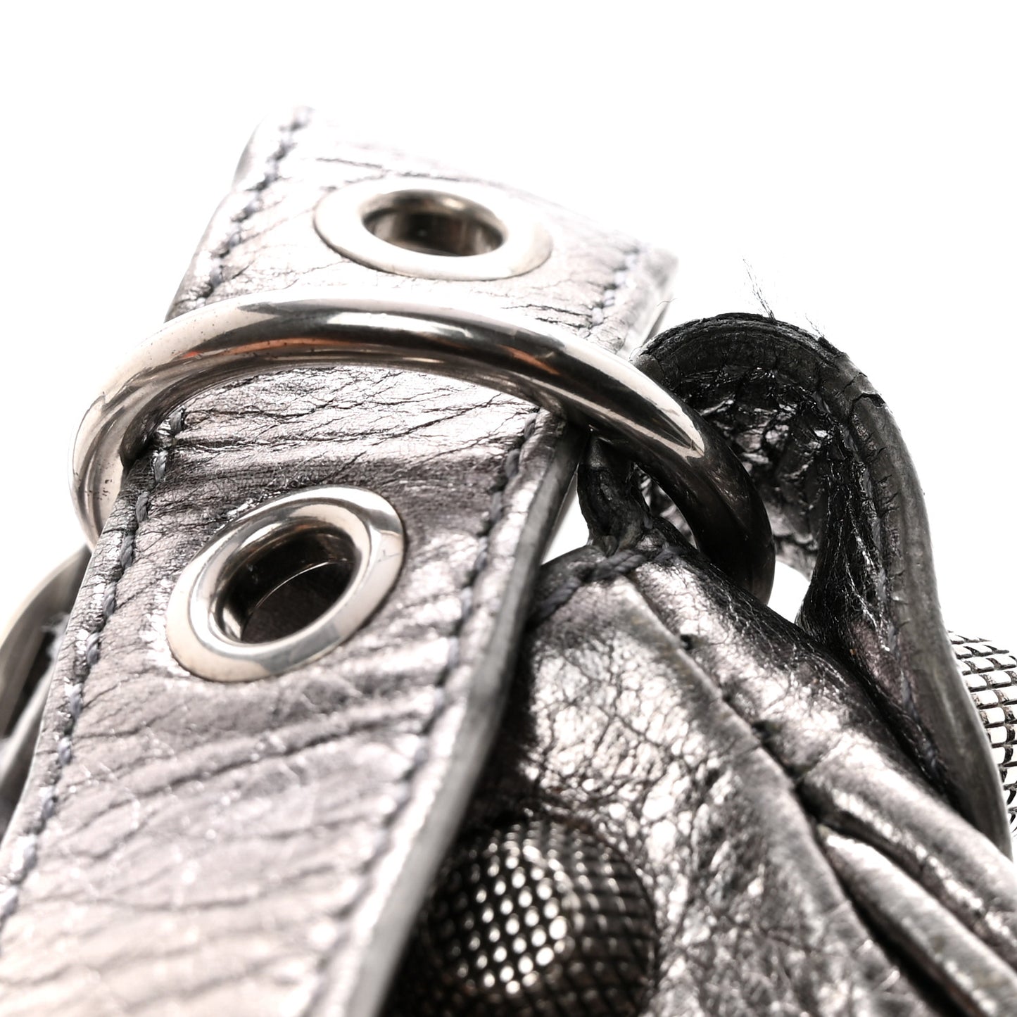 Metallic Agneau Arena Le Cagole Shoulder Bag XS Silver