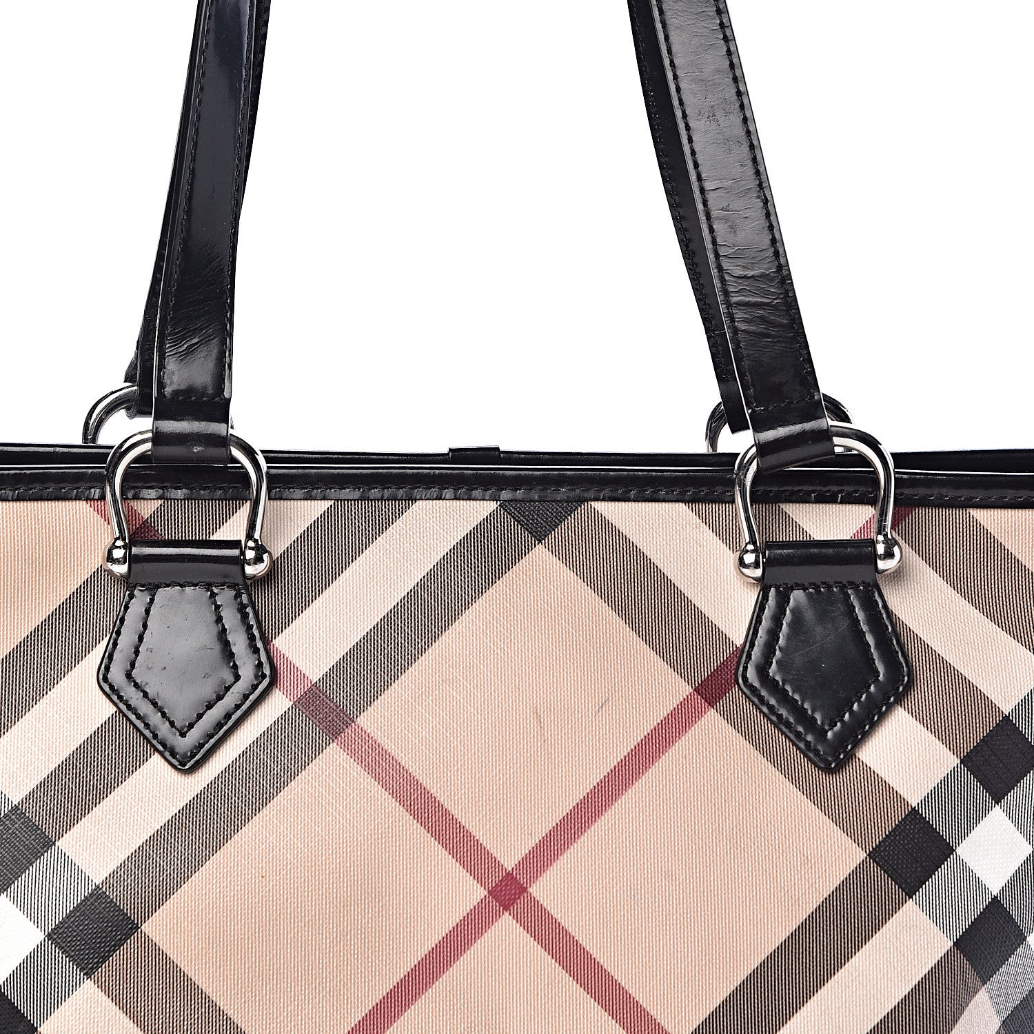Burberry Patent Trim Nova Check Shopper Tote Black 16 of 16