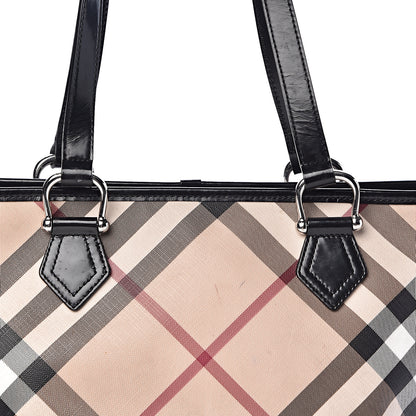Burberry Patent Trim Nova Check Shopper Tote Black 16 of 16