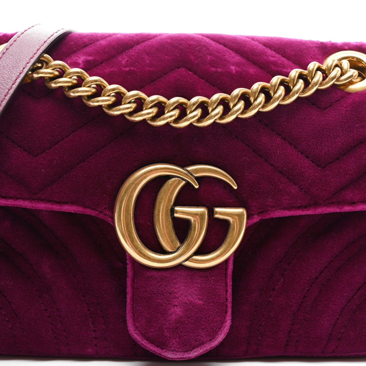 Gucci Velvet Matelasse Mini GG Marmont Shoulder Bag Fuchsia Violet Cyclamen 8 of 10