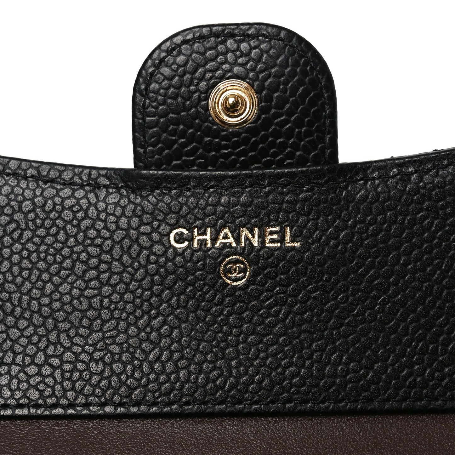 Caviar Quilted Compact Flap Wallet Black
