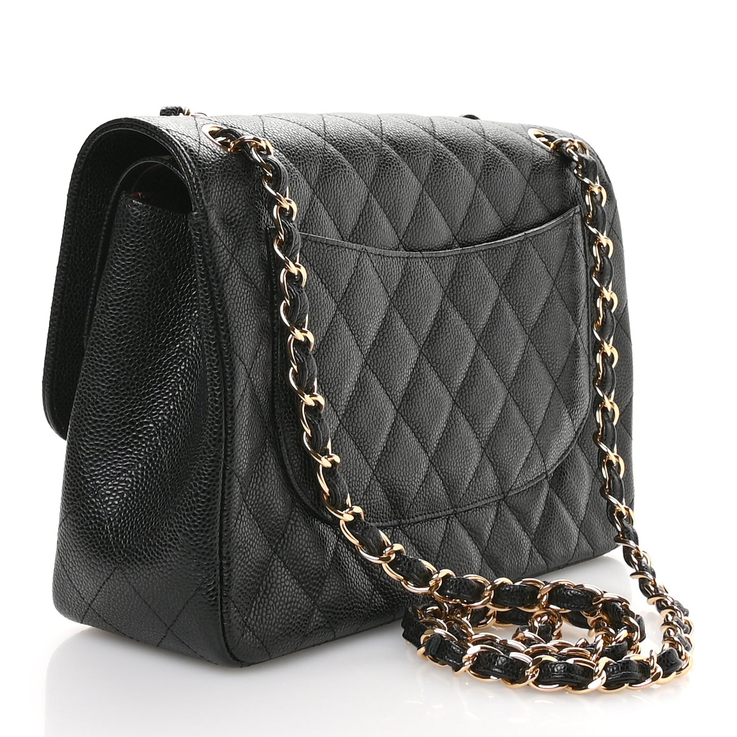 Caviar Quilted Jumbo Double Flap Black