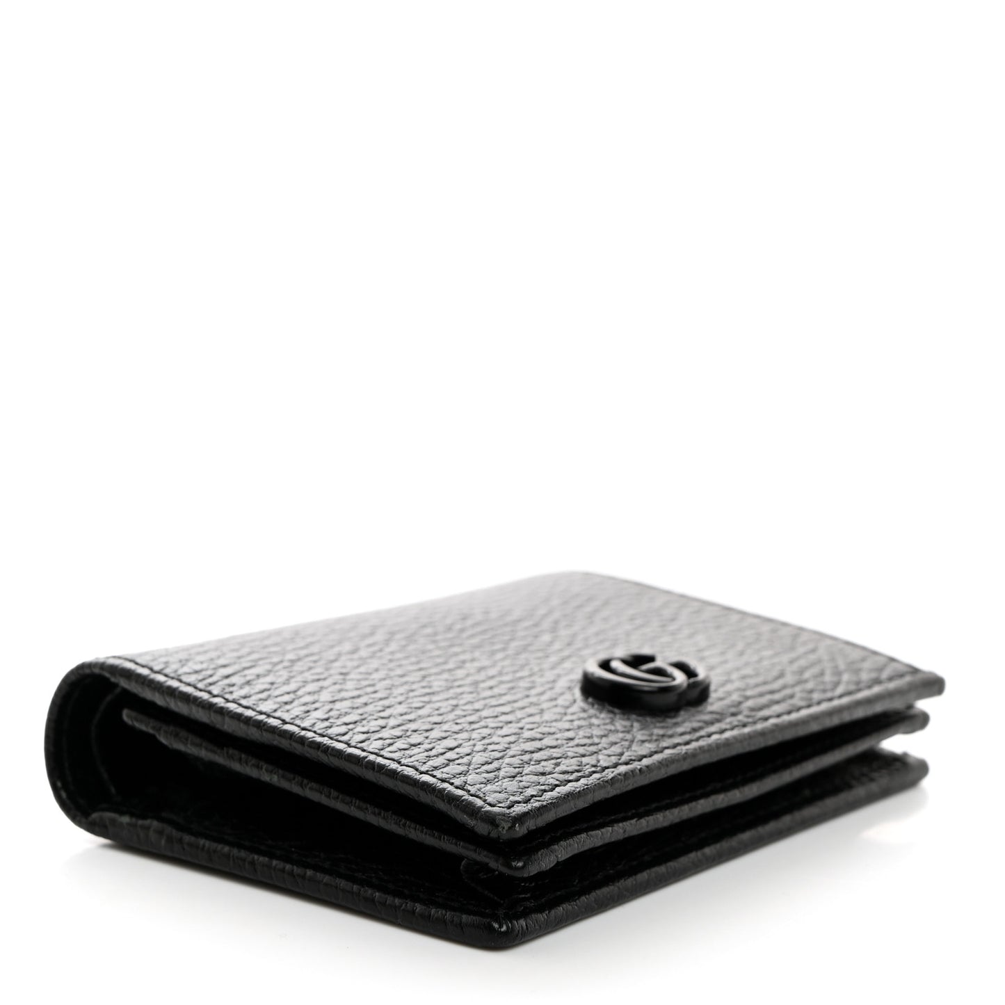 Dollar Calfskin Enamel Monochrome GG Marmont Card Case Black