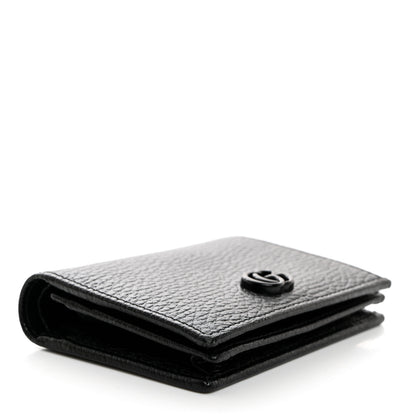 Gucci Dollar Calfskin Enamel Monochrome GG Marmont Card Case Black 4 of 8