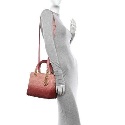 Christian Dior Lambskin Cannage Gradient Medium Lady Dior Pink 2 of 16