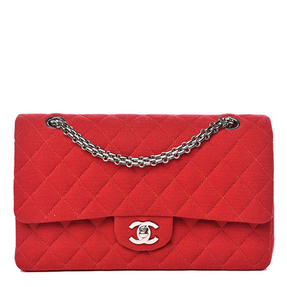 Chanel Jersey Quilted Medium Double Flap Bijoux Chain Red 1 of 10