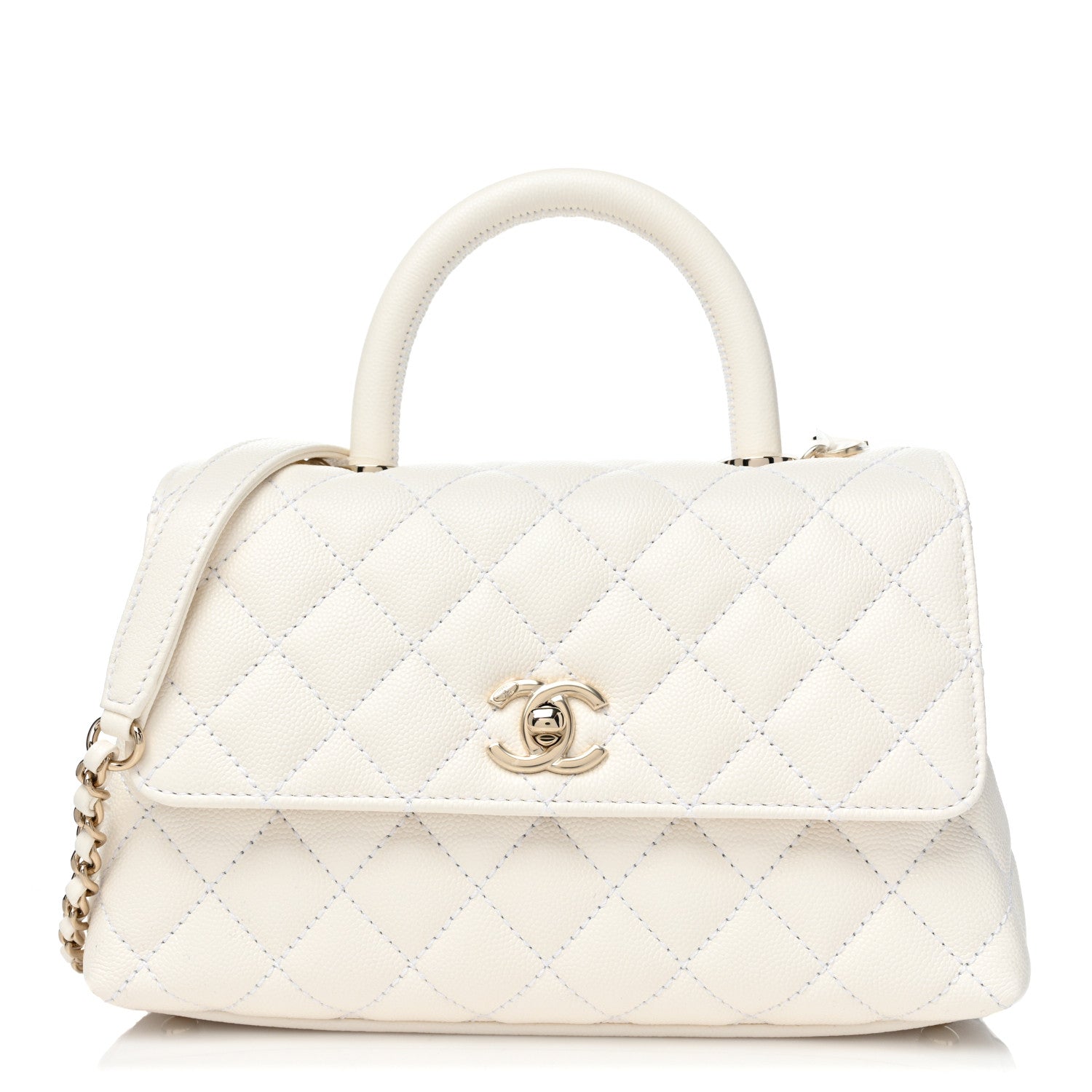 Chanel Caviar Quilted Mini Coco Handle Flap White 1 of 9